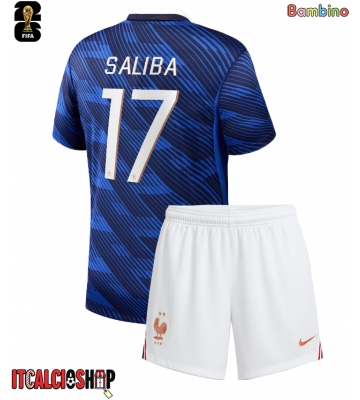 Francia William Saliba #17 Prima Maglia Bambino Mondiali 2026 Manica Corta (+ Pantaloni corti)